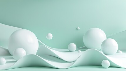 Pastel mint green with a minimal abstract design