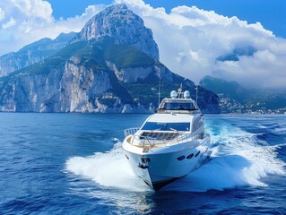 White speedboats sailing in the sea