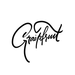 Elegant black grapefruit calligraphy on white background, with minimalist, artistic design