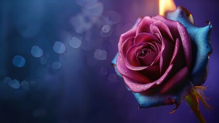 red rose on blue background