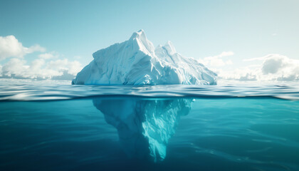 Iceberg underwater-Hidden Danger and Global Warming Concept