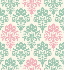 a pink and green floral pattern on a white background