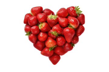 Strawberry Heart Delight on Transparent PNG Background.