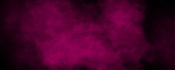 Fototapeta premium Abstract fringe and bleed paint drips and drops pink fog and mist effect on black background. Stained blurry pink grunge texture, pink ink effect watercolor. Pink clouds abstract background