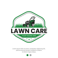 Lawn mower logo vector design for lawn care