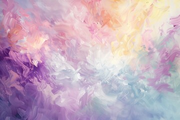 Fototapeta premium : A dreamscape of ethereal pastel colors intertwining in an otherworldly blend, resembling a celestial garden blooming on canvas with oil and acrylic smears.