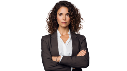 a confident and successful businesswoman isolated on transparent and white background.PNG image.