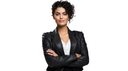 a confident and successful businesswoman isolated on transparent and white background.PNG image.