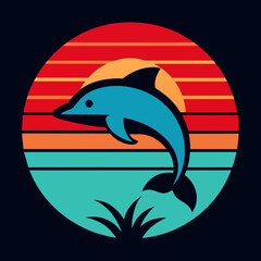 Dolphin summer t-shirt design vector art illustration