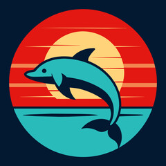 Dolphin summer t-shirt design vector art illustration