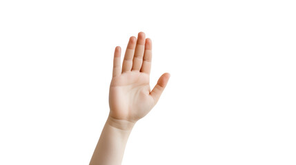 Obraz premium A hand raised in victory with fingers extended isolated on transparent and white background.PNG image. 
