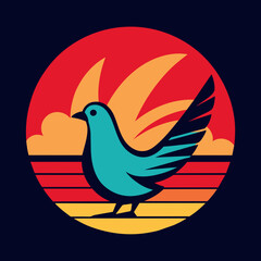 Pigeon summer t-shirt design vector art illustration