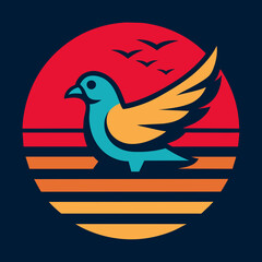 Pigeon summer t-shirt design vector art illustration