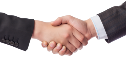 close-up of a handshake rejection between two business people, with a handshake gone wrong isolated on transparent and white background.PNG image.