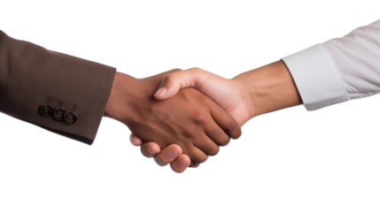 close-up of a handshake rejection between two business people, with a handshake gone wrong isolated on transparent and white background.PNG image.