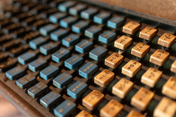 close up of a vintage old retro keyboard