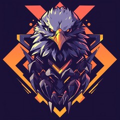 Eagle or hawk characters mascot in guard concept illustration, vector logo style, e-sport gamer t-shirt design on isolated background