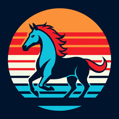 Horse summer t-shirt design vector art illustration