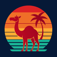 Camel summer t-shirt design vector art illustration