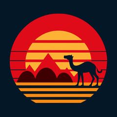 Camel summer t-shirt design vector art illustration
