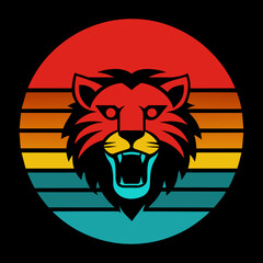 lion head summer t-shirt design vector art illustration
