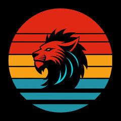lion head summer t-shirt design vector art illustration