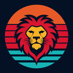 lion head summer t-shirt design vector art illustration