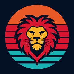 lion head summer t-shirt design vector art illustration