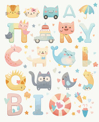 Obraz premium a poster with a lot of different types of animals