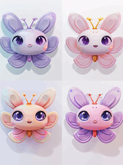 a series of four images of a butterfly, a bunny, and a butterfly