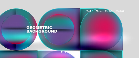 Geometric abstract glassmorphism with circles and squares. Vector Illustration For Wallpaper, Banner, Background, Card, Book Illustration, landing page