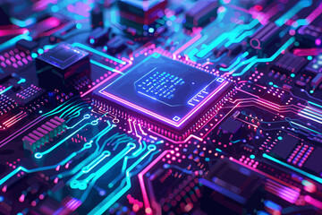 Obraz premium a close up of a computer chip on a circuit board