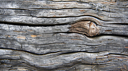 Closeup of the wood grain patterns and textures in a piece of weathered driftwood