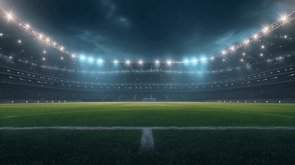 football stadium background with cloudy night sky. Generative AI