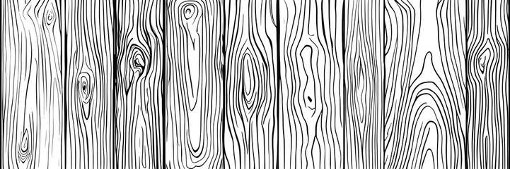 Hand drawn wood plank, wood grain, seamless border, vector design, banner