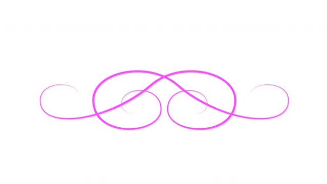 Flourish twirl, calligraphy design element, swirl self drawing animation. Alpha channel, isolated design element.	