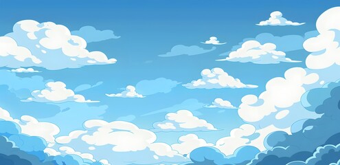 Bright Blue Sky with Fluffy White Clouds