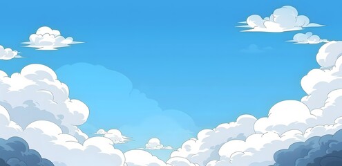 Blue Sky with White Clouds in Landscape Style