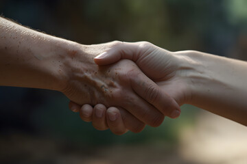 A close up of a handshake with an isolated background