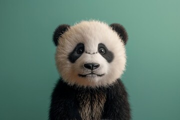 Adorable panda bear with a green background, featuring cute and fluffy appearance. Perfect for...