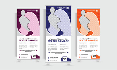 Unique and modern roll up banner design template. Futuristic design vector dl flyer template design.