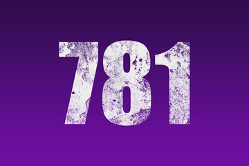 flat white grunge number of 781 on purple background.