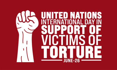 26 June is United nations international day in support of victims of torture background template. Holiday concept. use to background, banner, placard, card, and poster design template.
