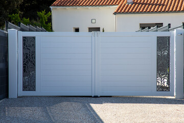 white door design aluminum gate steel modern portal home entry suburb house entrance