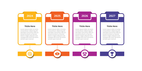 Naklejka premium Infographic design 4 steps point or option with icons. Infographic business concept Can be used for info graphics, flow charts, presentations, web sites, banners.