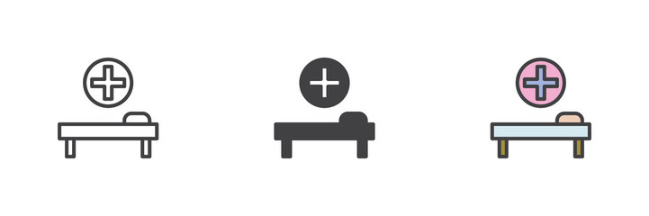 Obraz premium Hospital bed different style icon set