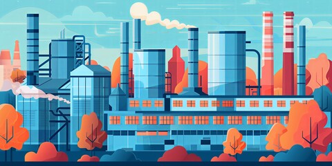 A factory with smoke coming out of it generated by AI