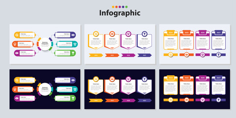 Infographic design 4, 6 steps point or option with icons. Infographic business concept Can be used for info graphics, flow charts, presentations, web sites, banners.