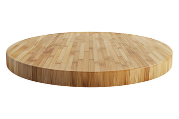 empty room with round wooden podium Isolated on white background