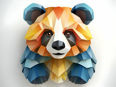 Paper origami panda. Origami style.  illustration.